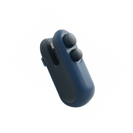 Blue electronic sealer with buttons on a white background